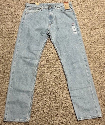 Levi's 505 Regular Fit Straight Leg Stretch Denim Light Blue Jeans Men’s 36x34