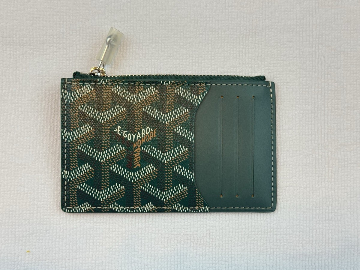 New Goyard Bourbon Zipped Card Holder In Green Colorway | eBay