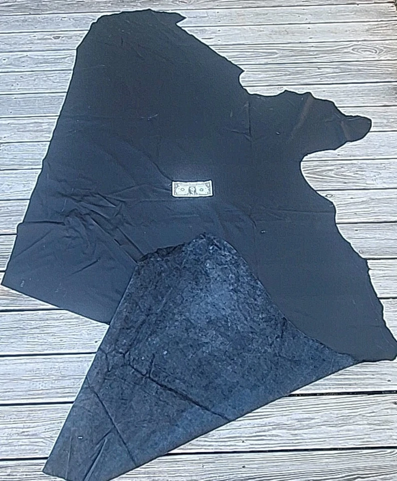 Remanente de tapicería de cuero negro parcial de piel de vaca de alta calidad pieza chatarra Foto 2 de 4