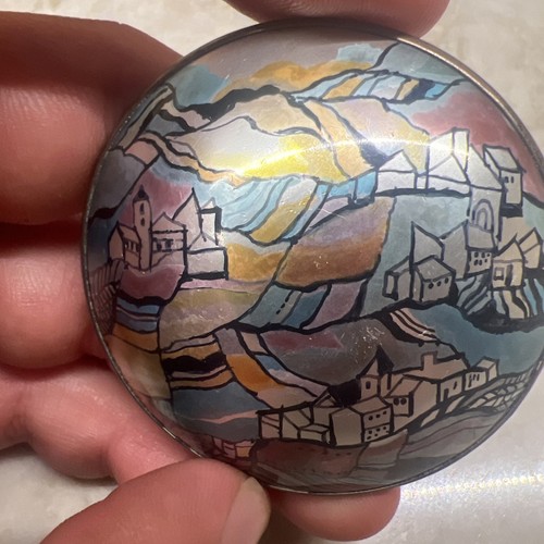 Seltene große signierte Witold KOZUBSKI 1995 POLEN Aluminium 925 Regenbogen Stadt Brosche - Bild 4 von 16