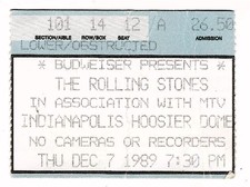 The Rolling Stones 12/7/89 Indianapolis IN Hoosier Dome Rare Ticket Stub