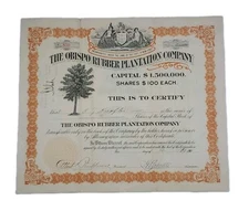 1907 Stock Certificate The Obispo Rubber Plantation Co #830