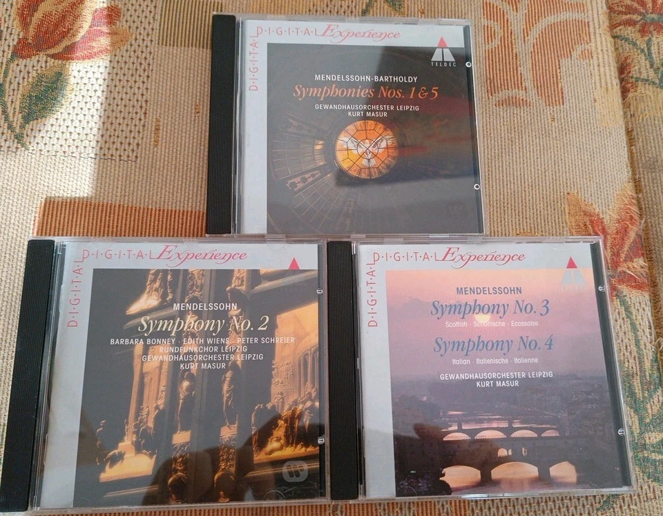 Felix Mendelssohn Sinfonien 1-5 Gewandhausorchester Leipzig Masur, 3 CDs, Teldec