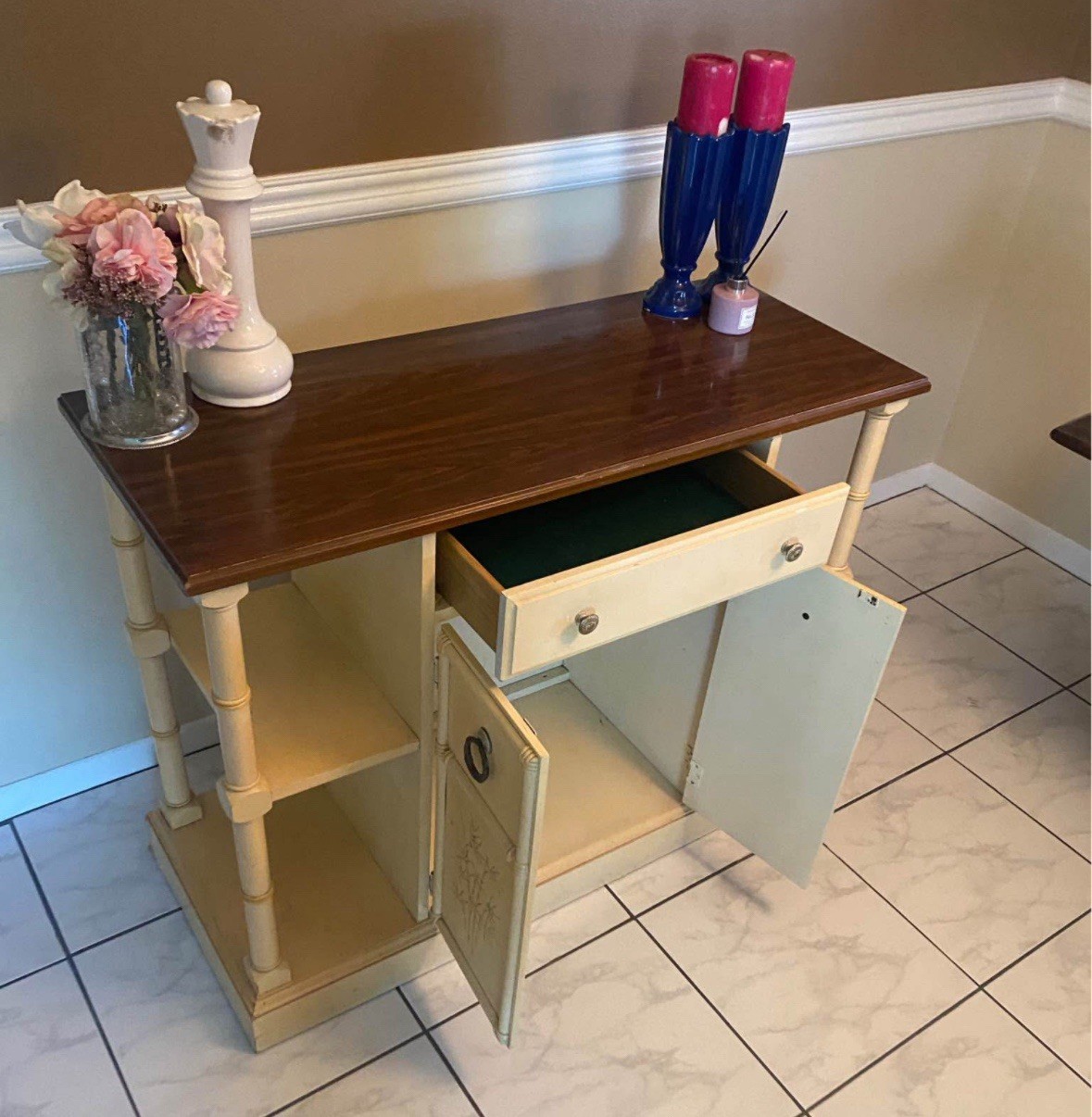 Vintage Palm Beach Regency Chinoiserie Faux Bamboo Credenza Buffet Server