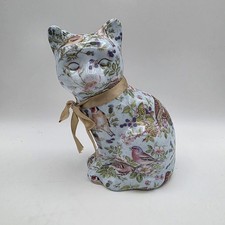 Bird Chintz Collection Porcelain Cat Blue Floral 8"