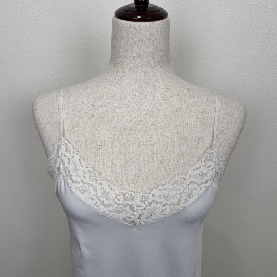 Top Casa Blanca Mercado Negro Mujer XL Blanco Encaje Ribete Cami Sirena Hada Coqueta Foto 2 de 4