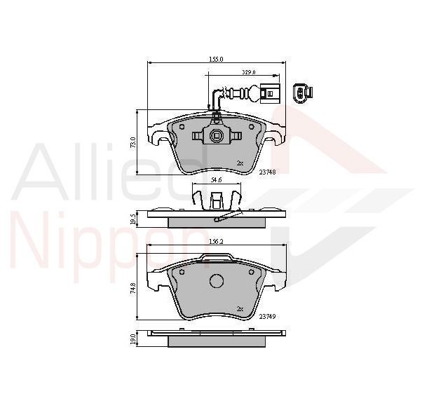 Brake Pad Set For Disc Front Fits VW Caravelle Multivan ALLIED NIPPON ADB11311