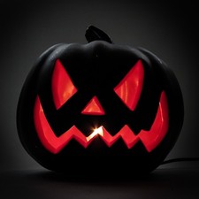 Black Jack-O-Lantern Lighted 8 Halloween Pump...