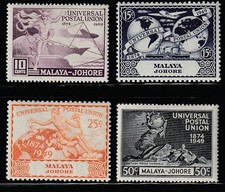 Malaya-Johore 1949 Sc # 151-54 UPU VLH OG