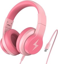 Kids Headphones for School, Upgrade USB C Kids, Gradient Pink