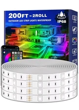 Waterproof LED Strip Lights 200ft | Music Sync & Color Changing Control