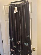 Johnny Was Luciana Coffee Bean Butterfly Seamed Wide Leg Pants  365 XXL