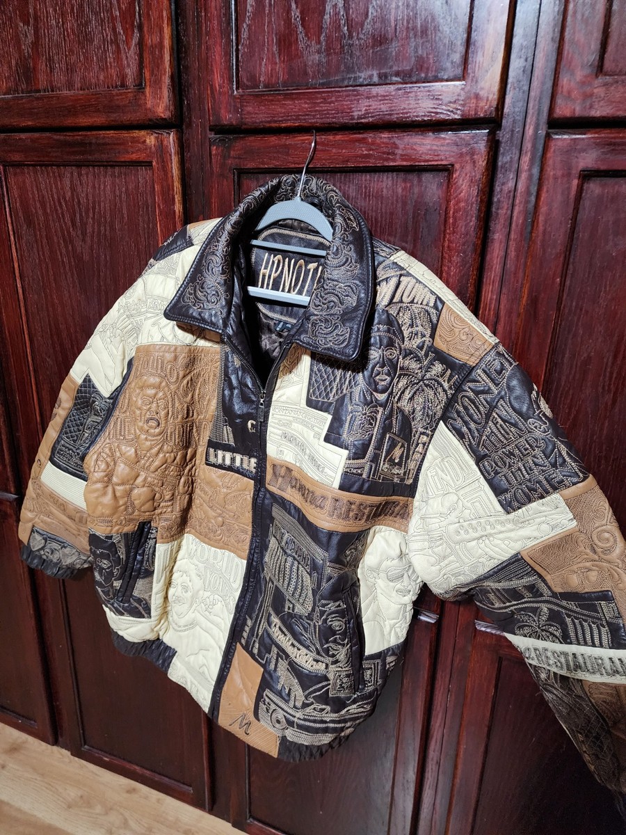 HPNOTIQ Scarface Embroidered Genuine Leather Jacket Vintage Rare