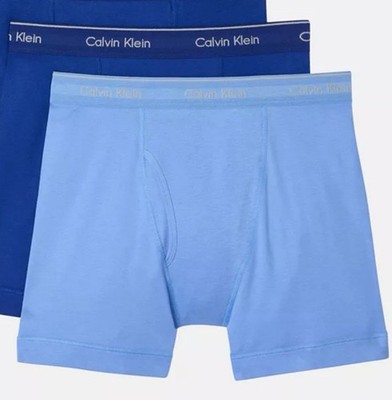 Calvin Klein Men 2 Pack Boxer Briefs Small Light Blue Royal Blue Cotton New