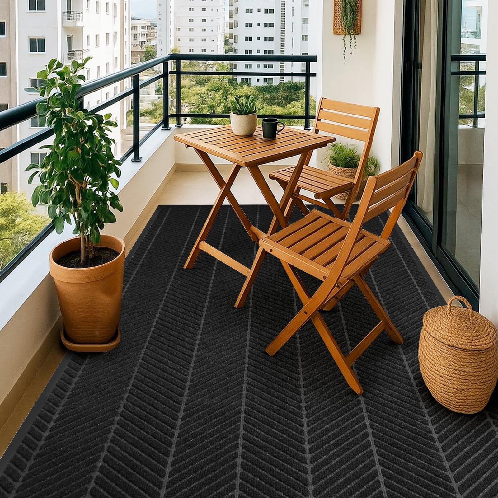 Front Door Mat Indoor Outdoor Entrance, 4' x 6' Heavy Duty Doormat for Entryw...
