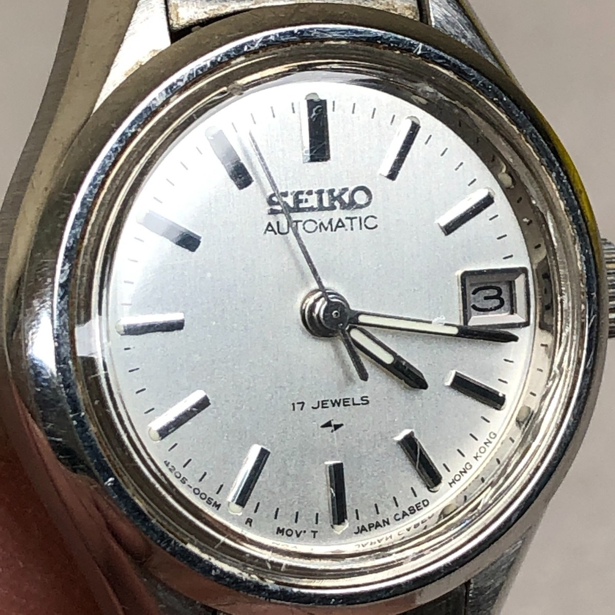 Vintage Seiko Women 4205-0040 Fashion Date Silver Tone Automatic