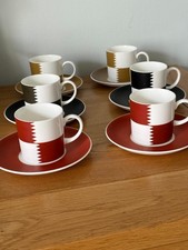 Set of Vintage Susie Cooper "Heraldry Old Gold"  Demitasse Coffee Cups/Saucers