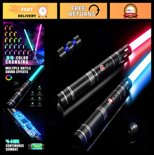 Dueling Lightsaber Toy - 20 Colors, 4 Modes  Sounds, Rechargeable 2-in-1 for Ki
