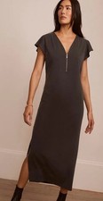 Mint Velvet Zip Front Navy Blue Jersey  Midi Dress Worn Once Size 8/10 Free P&P