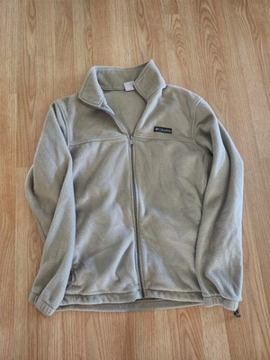 Large, tan Columbia mens feece jacket.