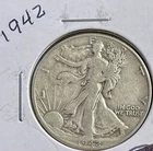 1942 50C Walking Liberty Half Dollar. 90% Silver. #1724