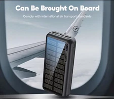 Solar Power Bank 30000mAh – 3 Panel Portable Charger + FREE Gift!