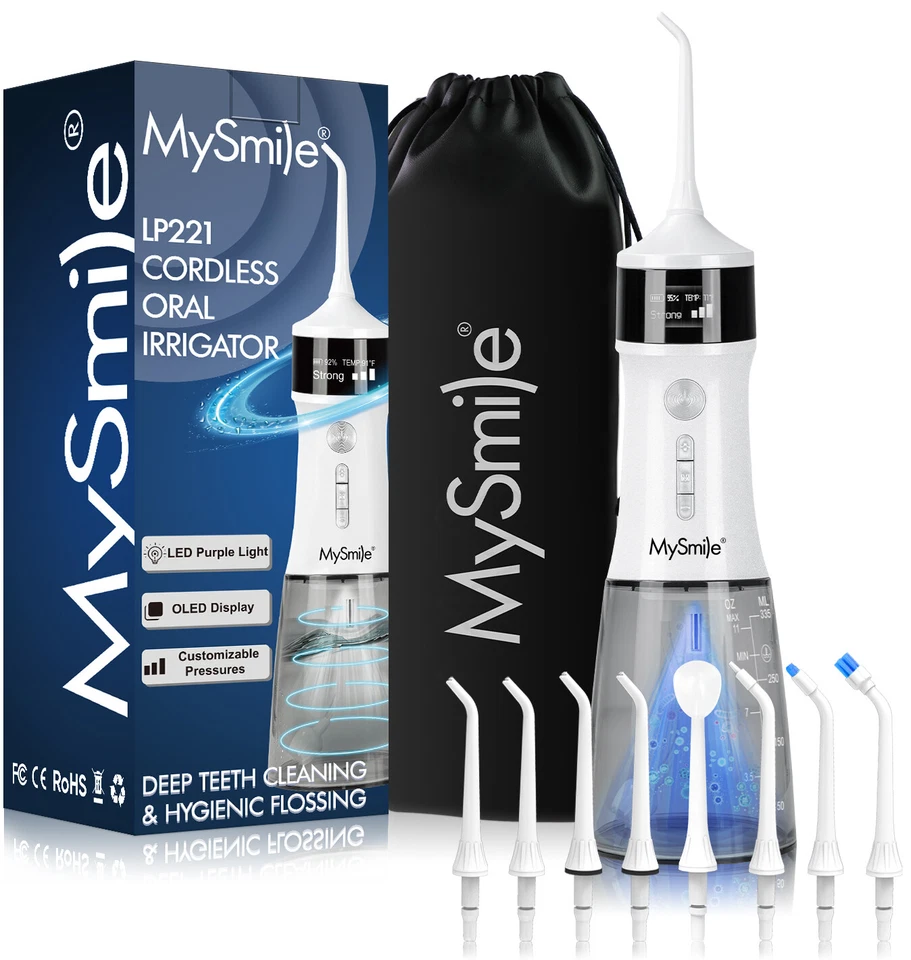 MySmile LP221 irrigador oral portátil inalámbrico con hilo dental de agua con luz UVC Foto 4 de 4