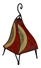  Moroccan Floor Lamp Henna Goat Skin Handmade Decorative Decor SM Beige Red