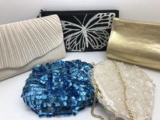 Lot of 5 Ladies Clutch Purses, Some Vintage, Sequinned, Beaded, Gold RF825