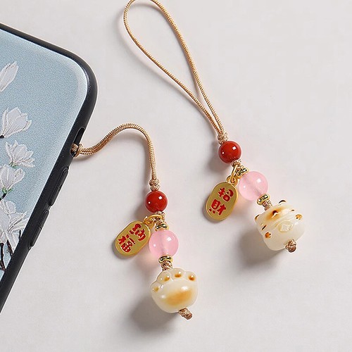 Cat Paw Phone Strap Anti-lost Pendant Girl Women Keychain Lucky Cat Lanyard - 第 2/14 張圖片