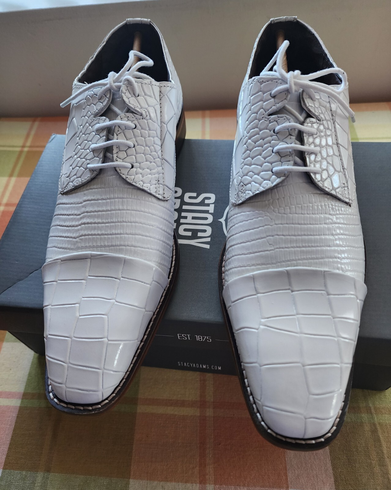 SAOLA NUOVISSIMA Stacy Adams Talarico suola in pelle punta a cappuccio Oxford Bianco 11M