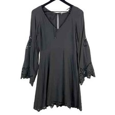 ASTR The Label Nordstrom (S) Fern Eyelet Sleeve V-Neck Mini Dress Viscose Gray