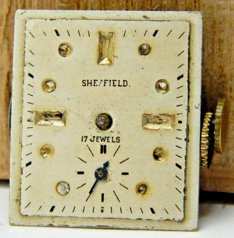 Vintage Sheffield 17 jewel men's wrist watch movement with