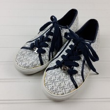Michael Kors MK Signature Sneakers Athletic Shoes Navy White Size 4