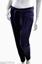 TOMMY HILFIGER 69 NEW Navy Pleated Belted Cuff Casual Ankle Pants 10 L29 QCO