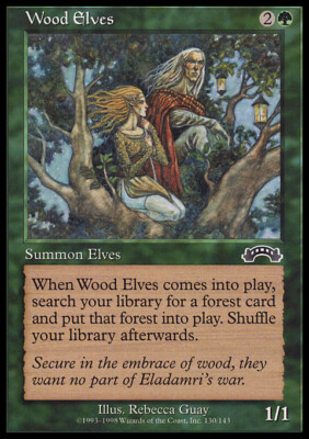 MTG WOOD ELVES PLAYED - WALDELFEN - EX - GERMAN - MAGIC