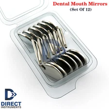 12Pcs Set Dental Mouth Mirror No.5 Dentist Oral Diagnostic Tongue Retraction New