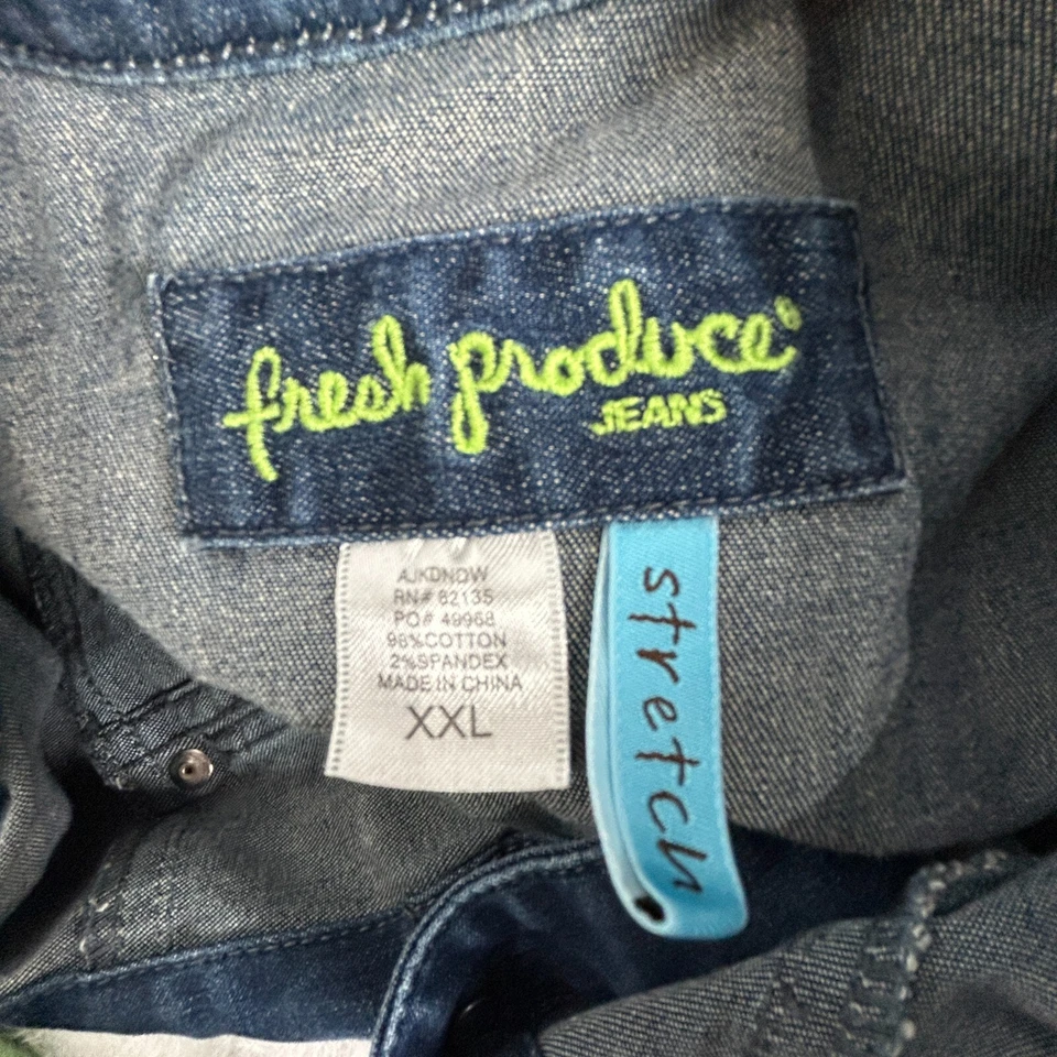 Chaqueta vaquera con botones Fresh Produce para mujer talla XXL azul bolsillos elásticos Foto 3 de 4