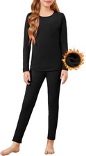 Girls Thermal Underwear Set Long Johns Fleece Lined Kids Base Layer Top 5-6 Year