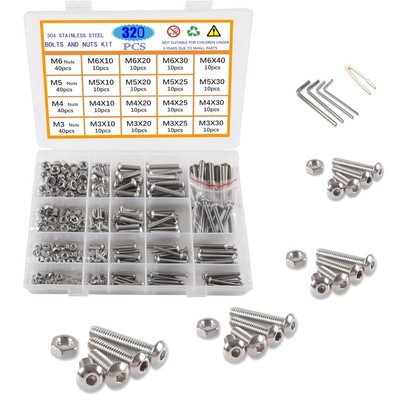 Vielseitiges M3 M4 M5 M6 Schrauben und Muttern Set in robuster Aufbewahrungsbox