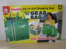 Grab Bag Clip-to-Cart Reusable Shopping Bags 2 Pack NEW