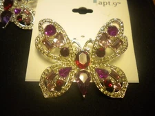 apt 9th BUTTERFLY PINS WITH CRYSTAL FANTASTIC LOT OF THREE PCS $20 EACH RETAIL