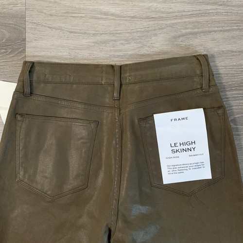 Frame Jeans Damen Größe 28 dunkeloliv Le High Skinny beschichtet Denim Stretch - Bild 3 von 16