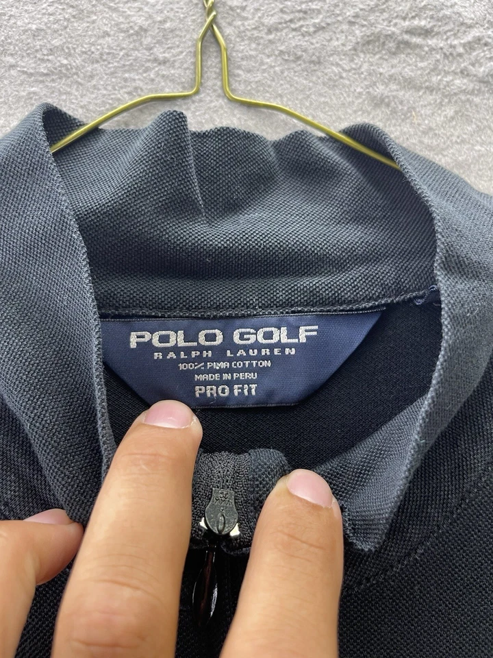 Polo Golf Ralph Lauren Polo Big Pony Para Hombres 2XL Negro Amarillo 1/4 Cremallera Foto 4 de 4