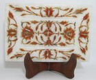 Marble Serving Tray with Carnelian Stone Inlay Work 6x4 Inches Office Gift Tray