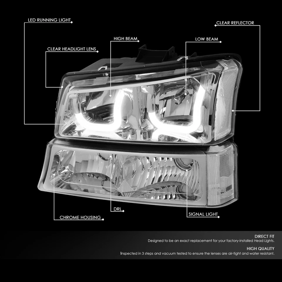 PARA CHEVY SILVERADO 2003-2007 DOBLE ESTILO J LED DRL BARRA FAROS PARACHOQUES LÁMPARAS Foto 2 de 4