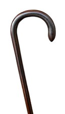 Vintage Antique Wood Shaft Brass Tip Crook Handle Walking Stick Cane 35  L