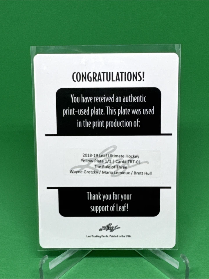 2018 Ultimate The Rule of Three TRUE 1/1 Wayne Gretzky Mario Lemieux Brett Hull - Image 2 of 2