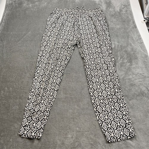 Kiwi & Punch Sweatpants Women's XL Black White 100% Rayon Ikat Print Drawstring - Picture 4 of 12