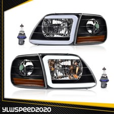 C Style Led Strip Headlights Headlamps Fit For 1997-2004 Ford F150 Expedition